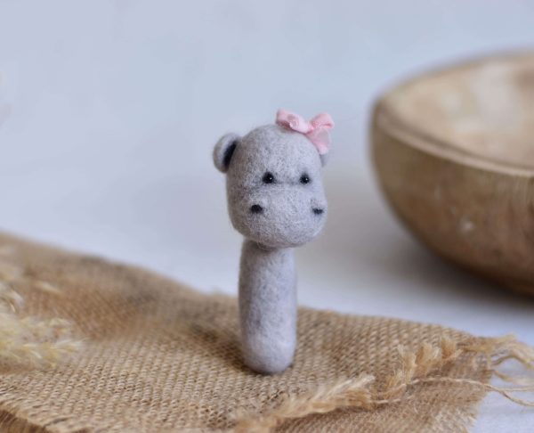 Felted hippo mini | Felted newborn photo props