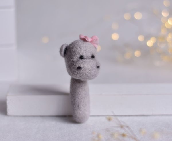 Felted hippo mini | Felted newborn photo props