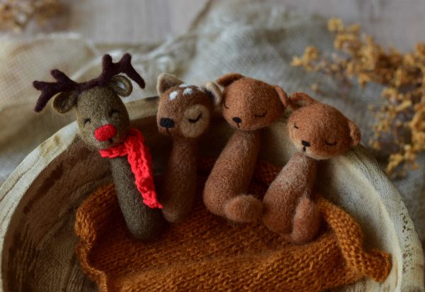 Felted animals | Christmas and fall newborn photo props