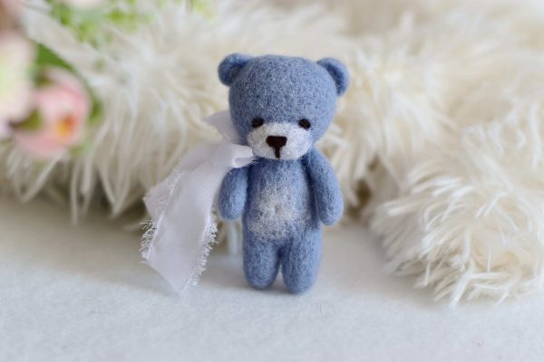 Felted bear Teddy in blue | Felted photo props