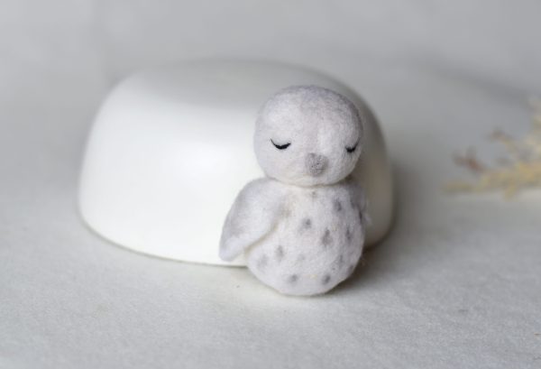 Felted owl white | Felted photo props