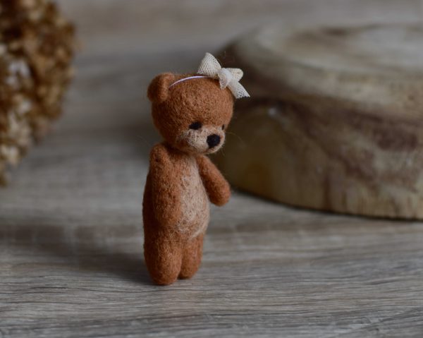 Felted bear Teddy in cinnamon | Felted lovie