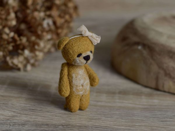 Felted bear Teddy in mustard colour | Felted animal