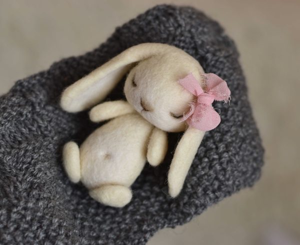 Felted bunny cream | Felted photo props | LuckyBay Props
