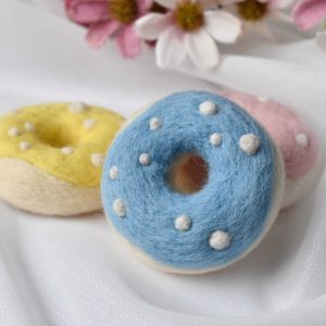 Felted donut in blue | Felted photo props