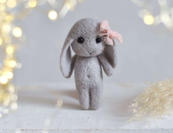 Felted bunny 'Light Grey' | Felted photo prop newborn