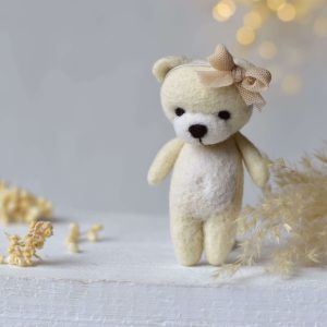 Felted bear Teddy in cream | Felted photo props newborn