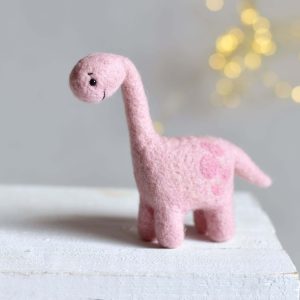 Felted dino in light pink | Felted photo props | LuckyBay Props
