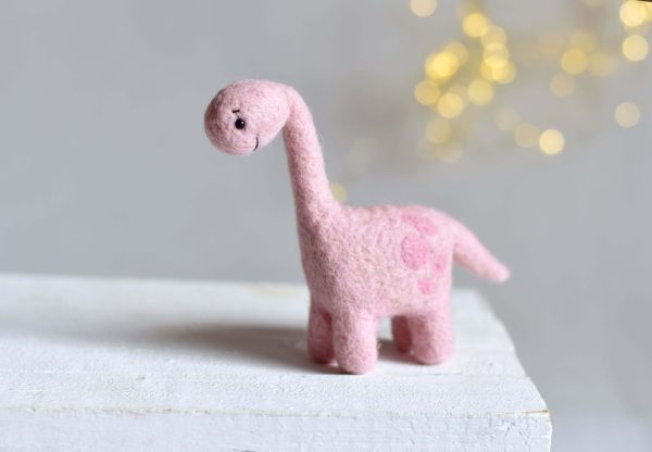 Felted dino in light pink | Felted photo props | LuckyBay Props