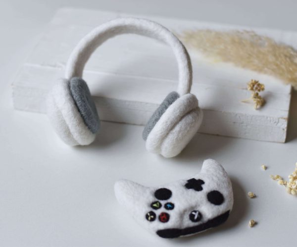 Felted headphones | Felted joystick | Felted photo props LuckyBay Props