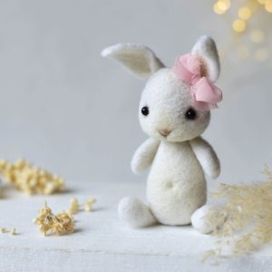 Felted bunny 'Snow White' | Felted photo prop newborn