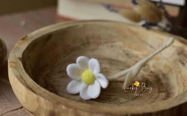 Felted flower in white| Felted photo props | LuckyBay Props