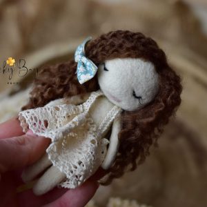 Felted doll with brown hairs | Felted photo props | LuckyBay Props