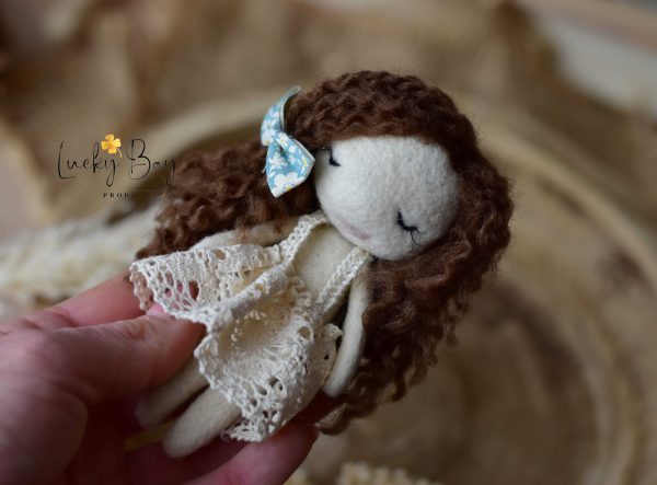 Felted doll with brown hairs | Felted photo props | LuckyBay Props