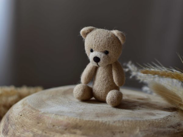 Felted bear Pat in beige | Felted photo props newborn