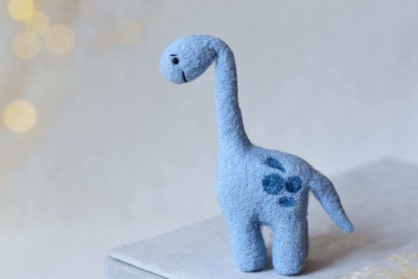 Felted dino in light blue | Felted photo props | LuckyBay Props