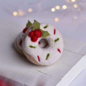 Felted Christmas donut | Felted Christmas photo prop