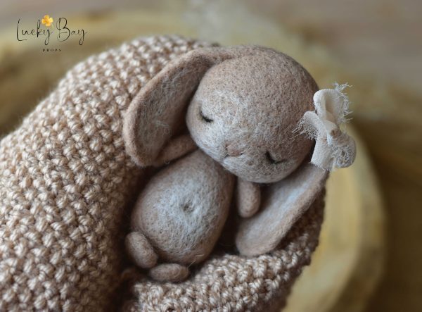 Felted bunny in brown no 2 | Felted photo props | LuckyBay Props