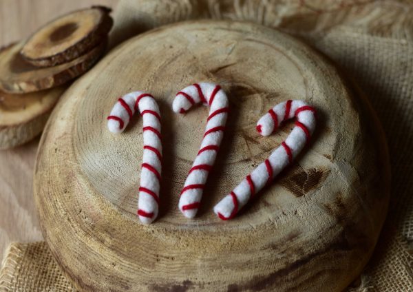 Felted candy cane | Felted Christmas photo prop