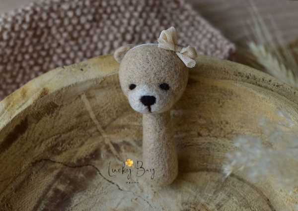 Felted bear mini beige | Felted photo props newborn | LuckyBay Props