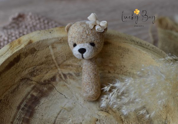 Felted bear mini melange beige | Felted photo props newborn | LuckyBay Props