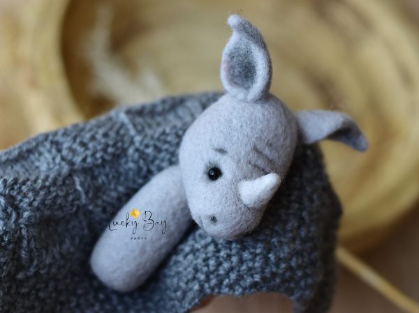 Felted rhino in mini ver. | Felted photoprops | LuckyBay Props