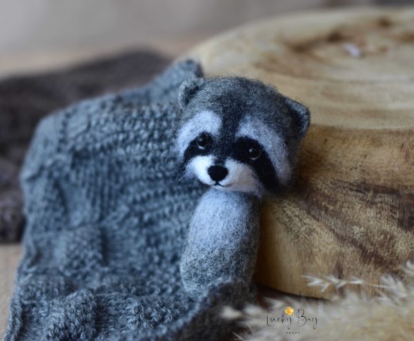 Felted racoon in mini ver. | Felted photoprops newborn| LuckyBay Props