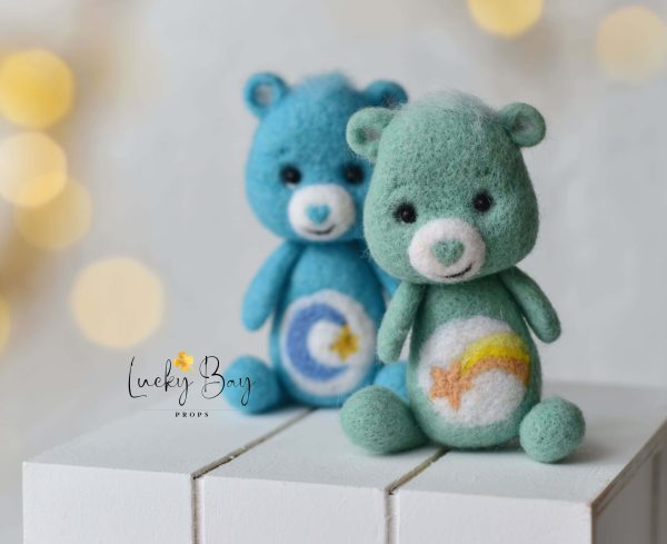 Felted bear mint with star| Felted photo props newborn