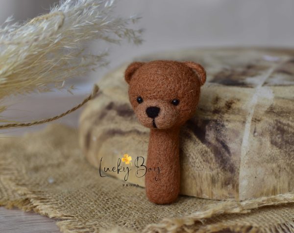 Felted bear mini in cinnamon | Felted photo props newborn