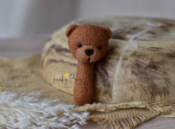 Felted bear mini in cinnamon | Felted photo props newborn