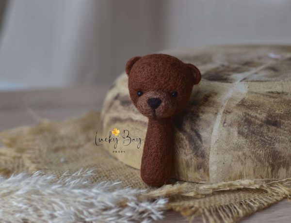 Felted bear mini in maroon | Felted photo props newborn |