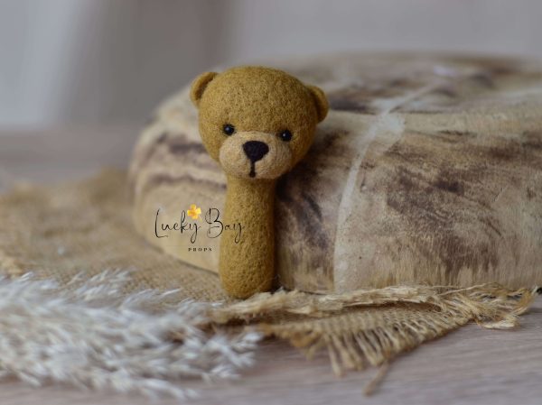 Felted bear mini in light mustard | Felted photo props newborn