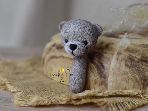 Felted bear mini in melange brown | Felted photo props newborn