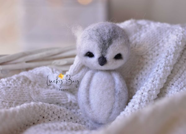 Felted owl light grey| Felted photo props newborn | NEW | LuckyBay Props