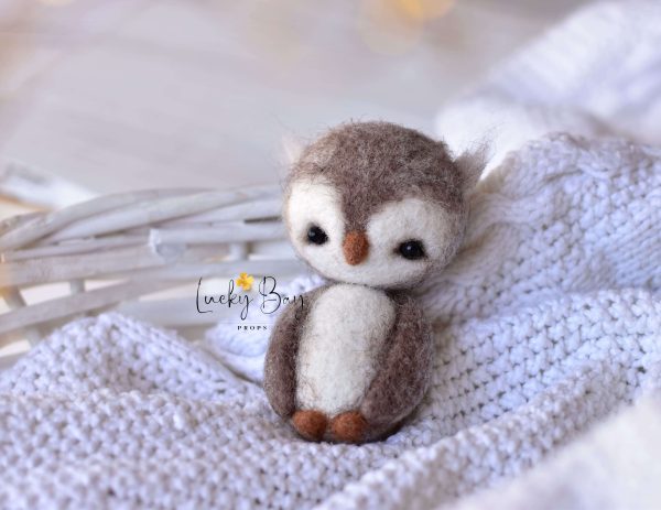Felted owl light brown| Felted photo props newborn | NEW
