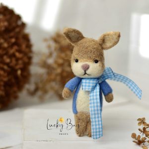 Felted bunny in blue jacket | Felted photo props newborn | NEW