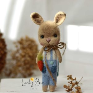 Felted bunny in blue trousers| Felted photo props newborn | NEW