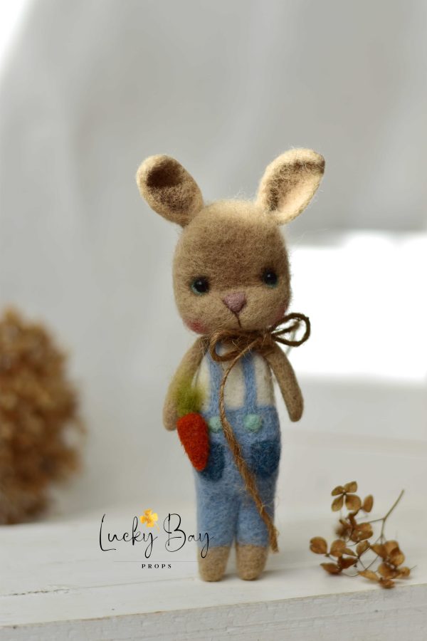 Felted bunny in blue trousers| Felted photo props newborn | NEW