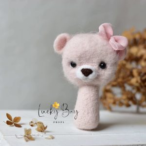 Felted bear in light pink | Felted photo props | NEW