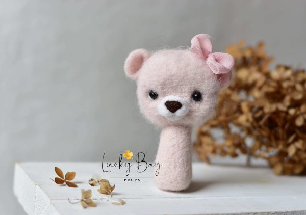 Felted bear in light pink | Felted photo props | NEW